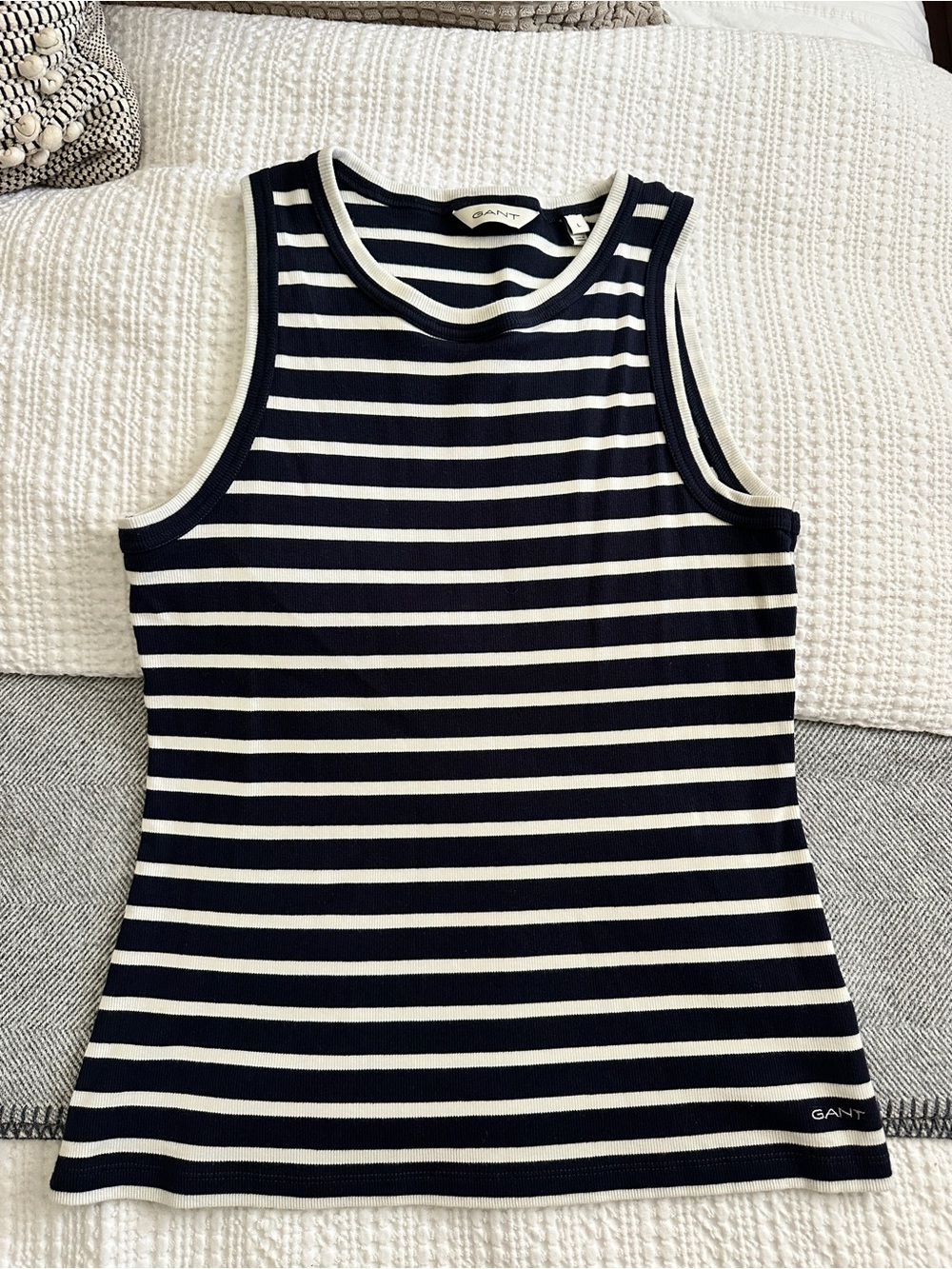 GANT Navy and White Striped Tank Top
